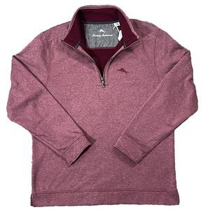 Tommy Bahama Half Zip Pullover Men’s Sz Small Tango Wave Heritage Wine HTHR NWT